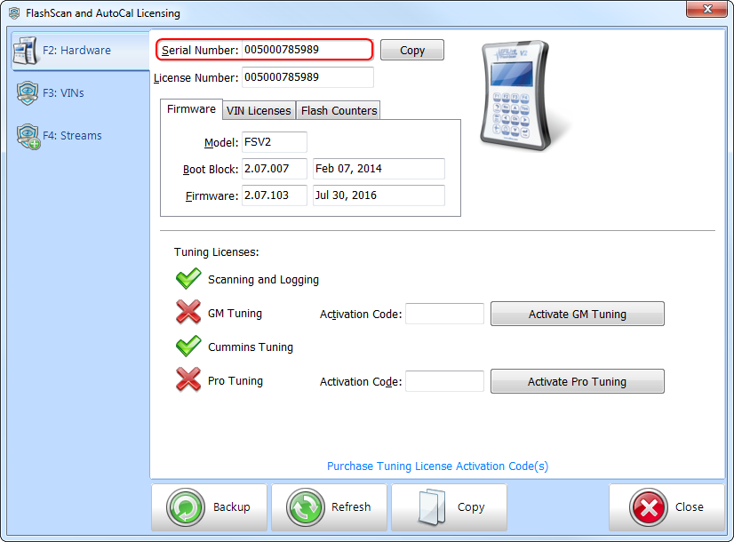 F4 Software Serial Number